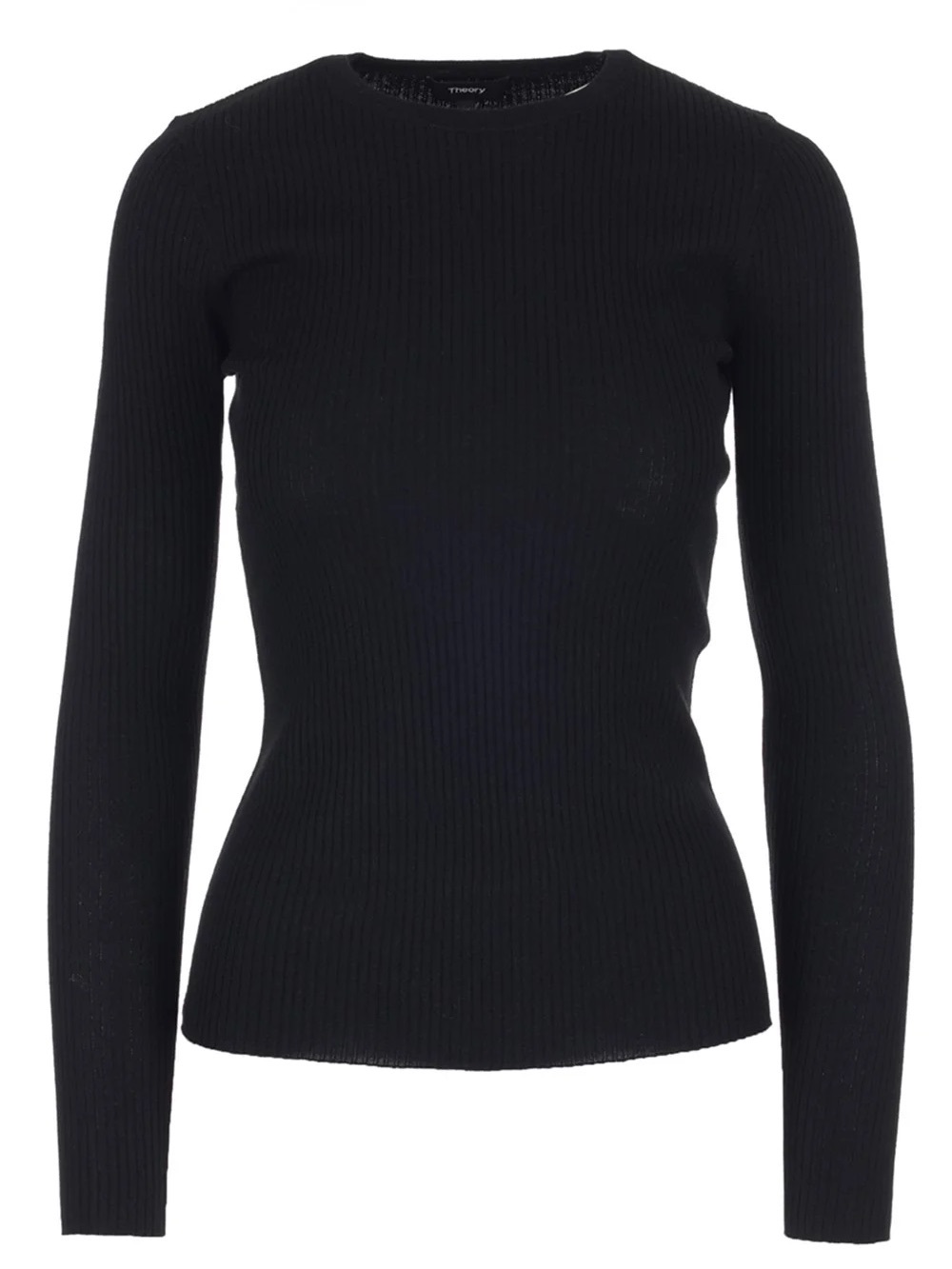 Theory Mirzi Black Merino Wool Ribbed Knit Pullover Lightweight Sweater Small